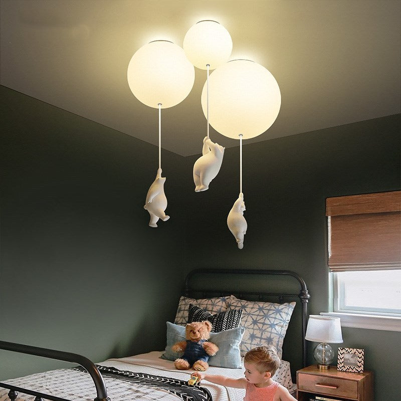 Children'S Room Balloon Lamp Cartoon Net Red Creative Aisle Balcony Restaurant Polar Bear Bedroom Ceiling Lamp