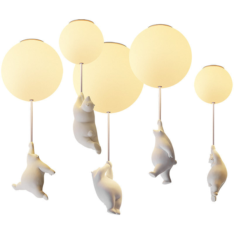 Children'S Room Balloon Lamp Cartoon Net Red Creative Aisle Balcony Restaurant Polar Bear Bedroom Ceiling Lamp